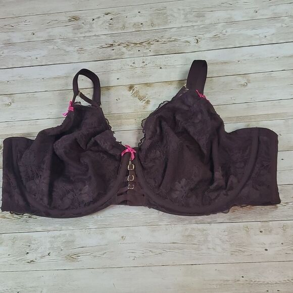 Cacique Chocolate Plum Unlined Curvy Balconette Bra Removable Straps 46DDD 46F - Picture 5 of 14